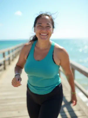 Happy woman in athletic wear outdoors